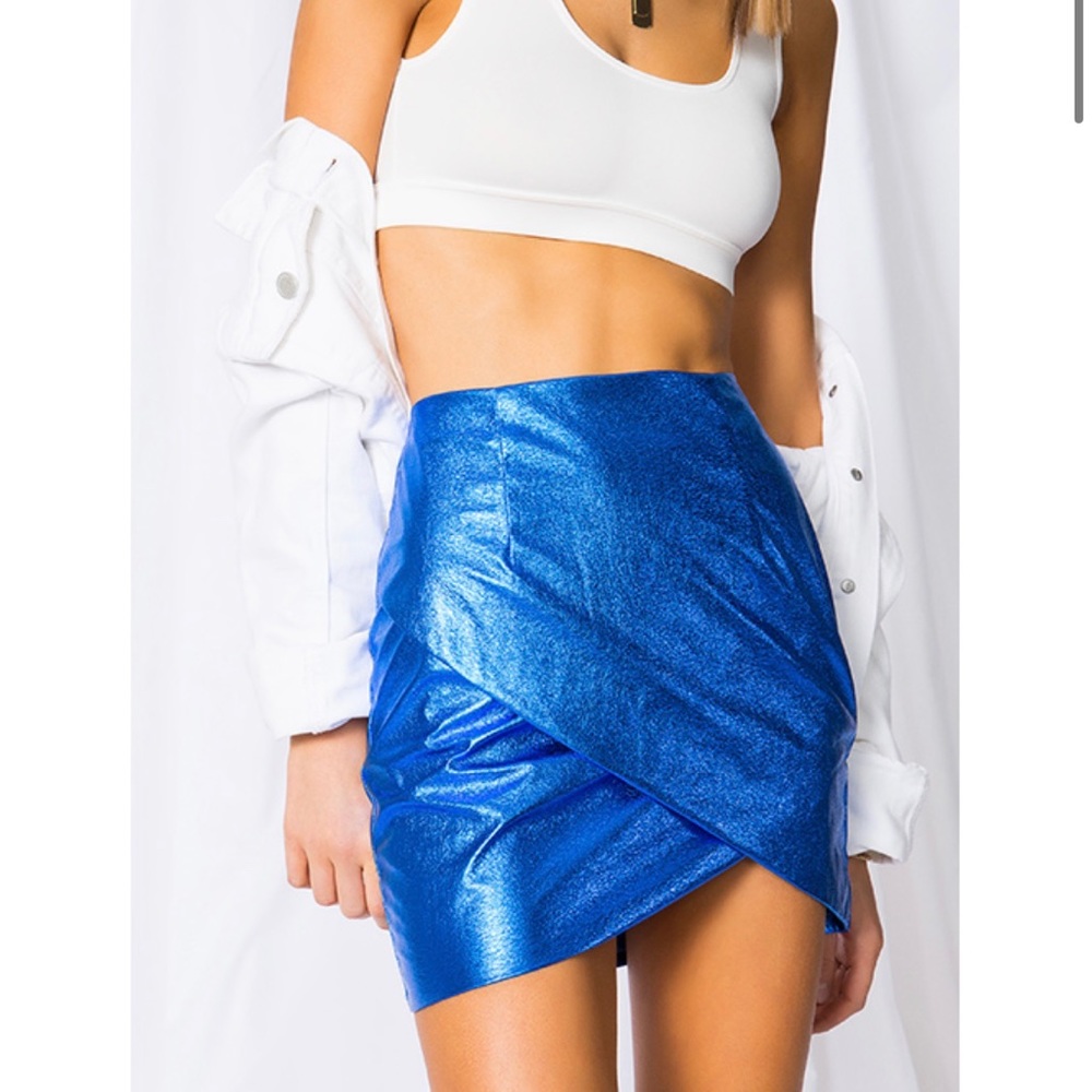 Charmaine Blue Wrap Mini Skirt